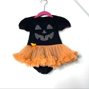 Halloween infant black & orange tule onesie short sleeve size M 6-12m